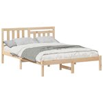 vidaXL Cadre de lit avec tête de lit Marron 135 x 190 cm Pin massif