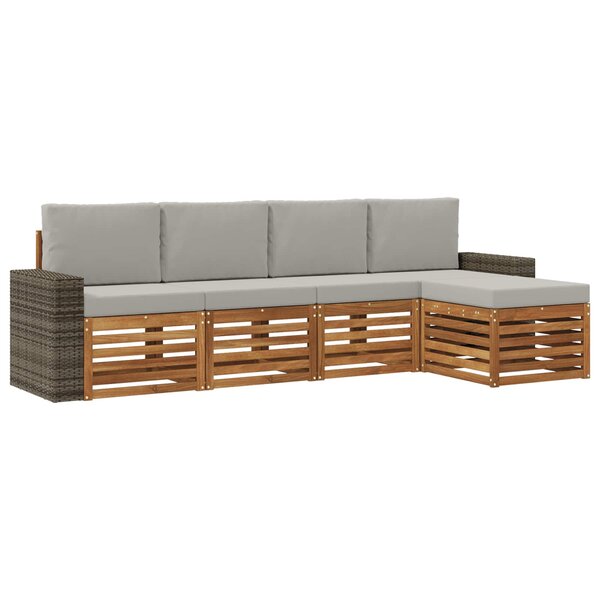 vidaXL Ensemble de canapés d'extérieur 5 pc Naturel et gris clair