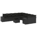 vidaXL Salon de jardin 11 Pièces avec coussins noir résine tressée