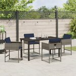 vidaXL Ensemble de salle à manger jardin 5 pièces avec coussins gris poly rotin