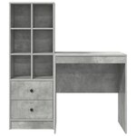 vidaXL Bureau avec Rangement Gris Béton Bois d'Ingénierie