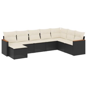 vidaXL Salon de jardin 8 Pièces avec coussins noir résine tressée