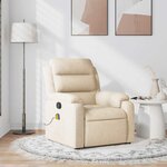 vidaXL Fauteuil de massage inclinable Crème Tissu