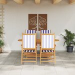 vidaXL Ensemble de Salle à Manger de Jardin 5 Pièces Bleu et Blanc en Bois Acacia