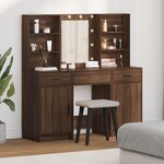 Ensemble de coiffeuse 3 pièces en bois d'ingénierie chêne brun