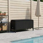 vidaXL Pouf de Jardin avec oreiller Noir 80 x 38 x 45 cm Rotin PE