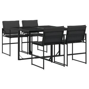 vidaXL Ensemble à manger de jardin avec coussins 5 Pièces noir textilène