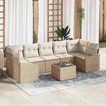 vidaXL Ensemble de canapé de jardin 8 Pièces Beige  Crème 55 x 55 x 37 cm