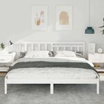 vidaXL Cadre de lit avec tête de lit Blanc 180 x 200 cm Pin massif