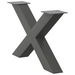vidaXL Pieds de table basse en forme de X  2 pièces  anthracite  70 x (42-43) cm  acier