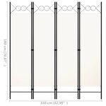 vidaXL Cloison de séparation 4 panneaux blanc 160x180 cm