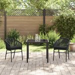vidaXL Set de salle à manger de jardin 3 pièces en rotin poly noir