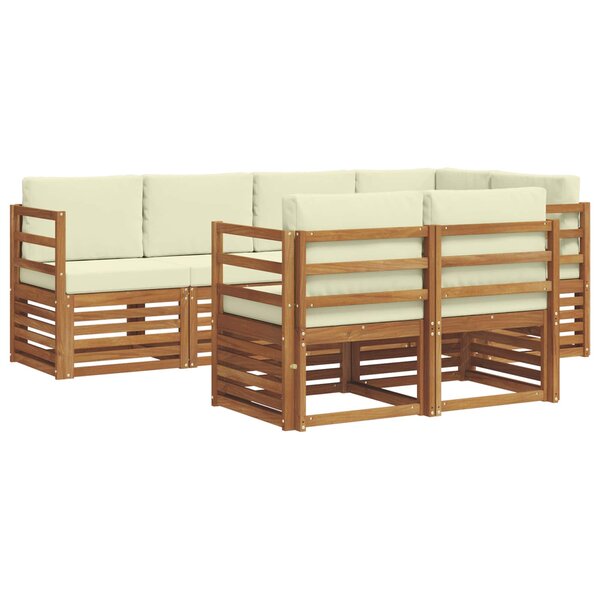 vidaXL Ensemble de canapé d'angle avec coussin 7 Pièces Naturel et Crème