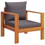 vidaXL Salon de jardin avec coussins 6 Pièces bois d'acacia solide