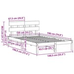 vidaXL Cadre de lit Marron 135 x 190 cm Bois de pin massif