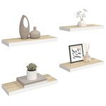 vidaXL Étagères flottantes 4 Pièces chêne et blanc 60x23 5x3 8 cm MDF