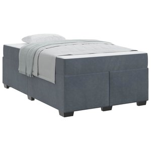 vidaXL Cadre de lit avec matelas Gris foncé 120 x 200 cm tissu