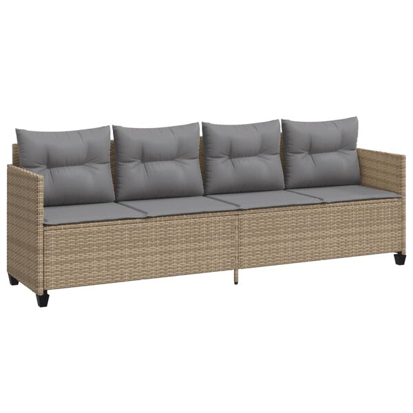 vidaXL Chaise longue avec coussins beige résine tressée