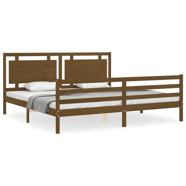 vidaXL Cadre de lit sans matelas marron miel 200x200 cm bois massif