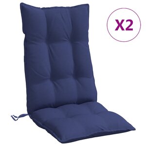 vidaXL Coussins de chaise à dossier haut lot de 2 bleu marine