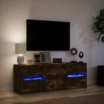 vidaXL Meuble TV avec LED chêne fumé 140x34x50 cm bois d'ingénierie