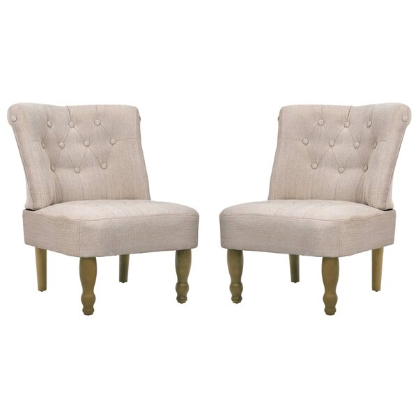 vidaXL Chaises en style français lot de 2 crème tissu