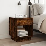 vidaXL Table de chevet avec LED infini chêne fumé 40x40x50 cm