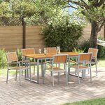 vidaXL Ensemble de salle à manger de jardin 7 pièces en acier gris et bois d'acacia massif