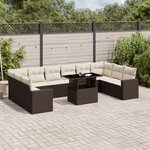 vidaXL Salon de jardin et coussins 11 Pièces marron résine tressée