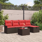 vidaXL Ensemble de canapé de jardin avec coussin 6 Pièces Poly rotin