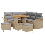 Ensemble de sofas de jardin de 8 pièces avec coussins en rotin poly beige