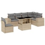 vidaXL Salon de jardin avec coussins 7 Pièces beige résine tressée