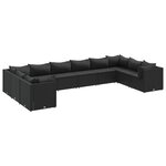 vidaXL Salon de jardin 10 Pièces avec coussins noir résine tressée
