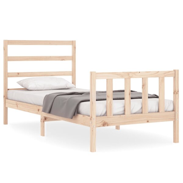 vidaXL Cadre de lit avec tête de lit 90x200 cm bois massif