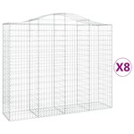 vidaXL Paniers à gabions arqués 8 Pièces 200x50x160/180 cm Fer galvanisé