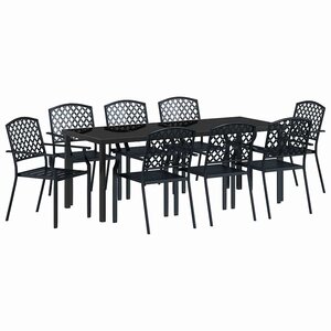 vidaXL Ensemble de salle à manger pour jardin 9 Pièces Anthracite