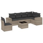 vidaXL Salon de jardin avec coussins 7 Pièces gris clair résine tressée