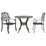 vidaXL Ensemble de bistrot 3 Pièces bronze aluminium coulé