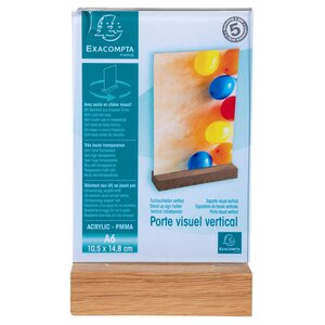 Porte-visuel Avec Socle En Bois Vertical A6 - Cristal - X 10 - Exacompta