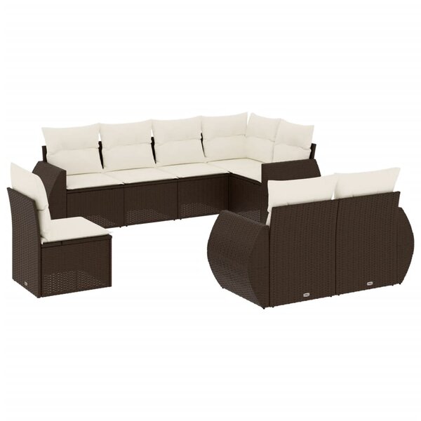 vidaXL Salon de jardin 8 Pièces avec coussins marron résine tressée