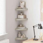 vidaXL Étagères d'angle murales 4 Pièces Gris béton 25x25x3 8 cm MDF