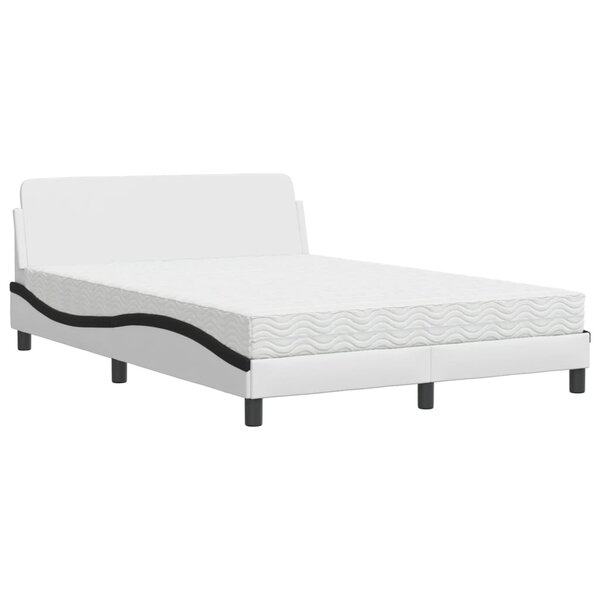 vidaXL Lit avec matelas Dover blanc et noir 120x200 cm similicuir