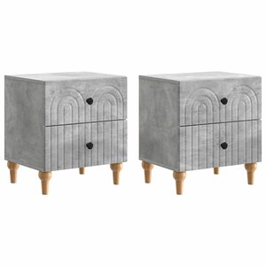 vidaXL Cabinet de chevet 2 pc Gris béton 43 x 34 5 x 48 cm