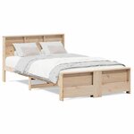 vidaXL Cadre de lit Marron 135 x 190 cm Bois massif en pin