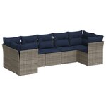 vidaXL Salon de jardin 7 Pièces avec coussins gris résine tressée