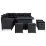 vidaXL Salon de jardin 6 Pièces avec coussins résine tressée noir