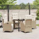vidaXL Ensemble de salle à manger pour jardin 5 Pièces Beige Poly rotin