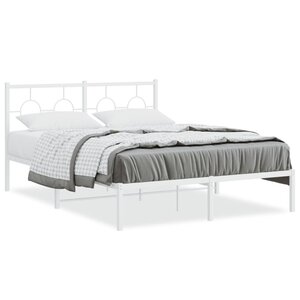 vidaXL Cadre de lit métal sans matelas et tête de lit blanc 140x190 cm