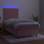 vidaXL Sommier à lattes de lit avec matelas LED Rose 100x200cm Velours