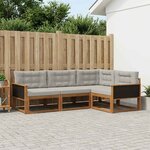 vidaXL Ensemble de canapés d'extérieur 4 Pièces Naturel et Gris clair